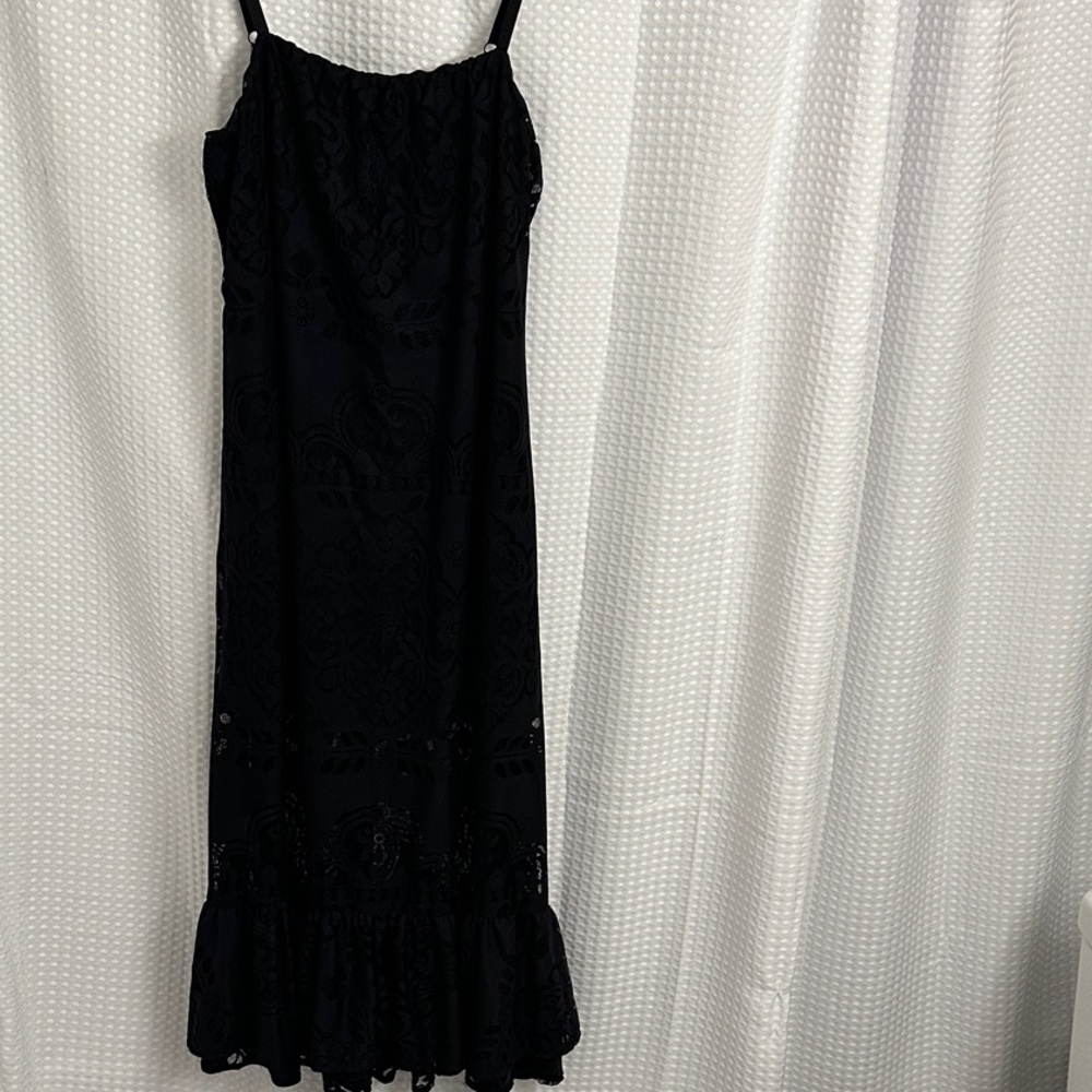 Bar III Elegant Black Lace Maxi Dress